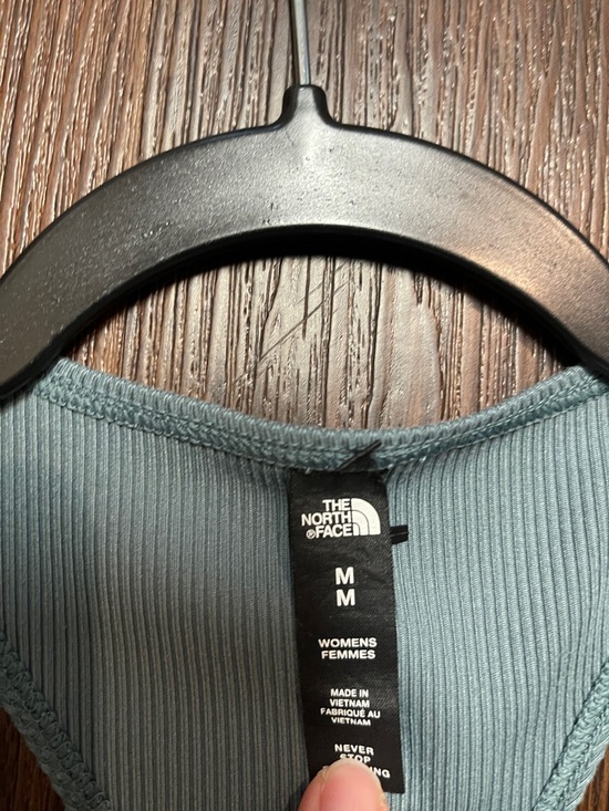 The North Face EA Knit Ribbed Crop Tank in Goblin Blue - Picture 4 of 5